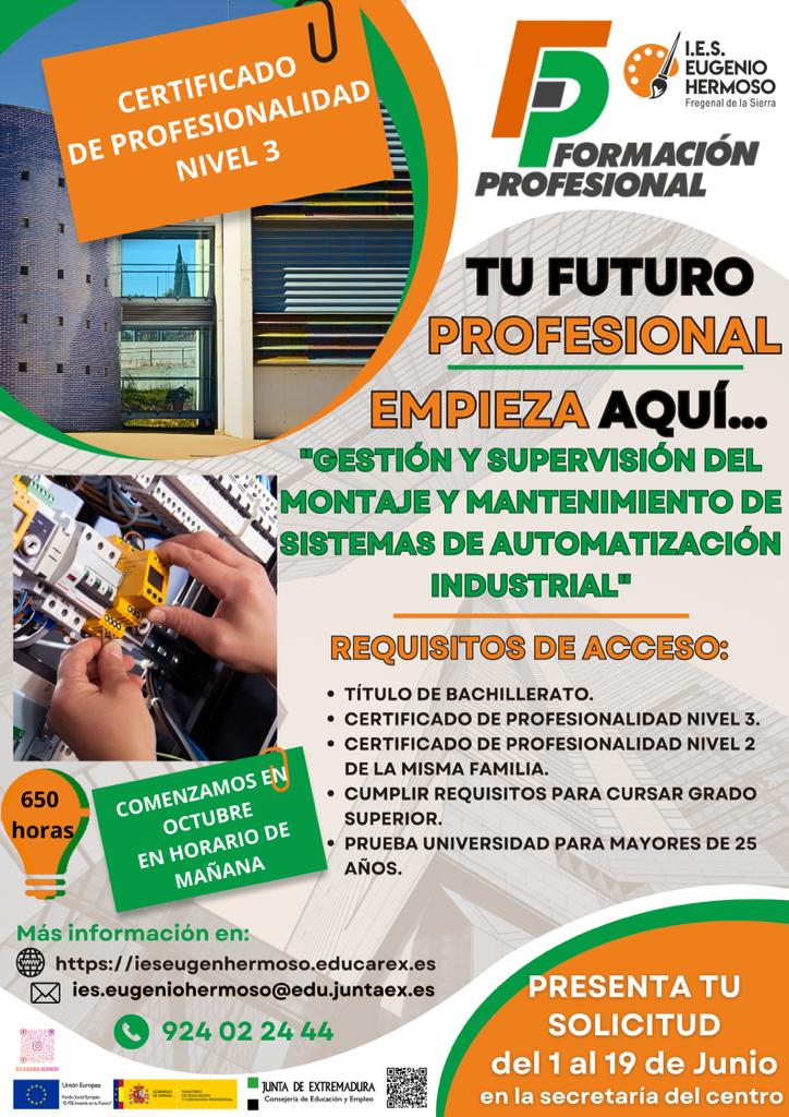 Cartel certificado profesionalidad